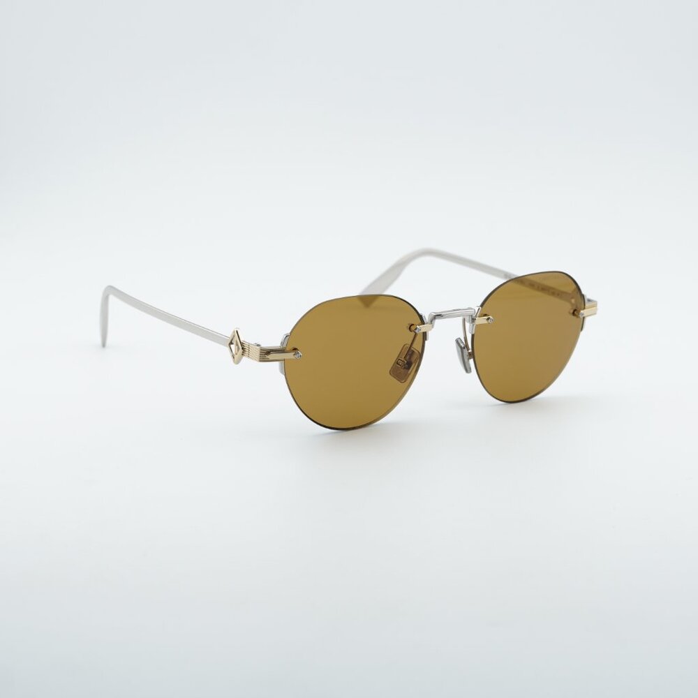 Dior CD DIAMOND R5U F2H0 Sunglasses Gold/Silver Oval Frame, Brown Lenses